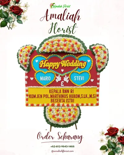 Karangan Papan Bunga Pernikahan di Katimbang